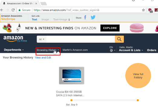 管理您的Amazon浏览历史记录