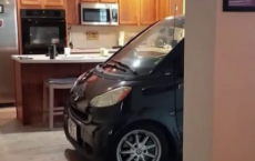 佛罗里达州人在他的厨房停放智能汽车 以保护它免受飓风多利安