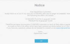 再见Rapidshare 关闭免费报价 提高价格
