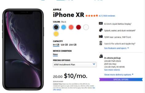 特惠：从AT＆T购买iPhone XR仅需$ 300（需要换新线）
