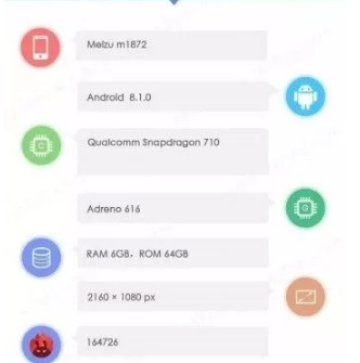 魅族16X规格显示高通Snapdragon 710的大电池 