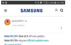 三星Galaxy Note 10 Note 10 Plus稳定的Android 10更新即将推出