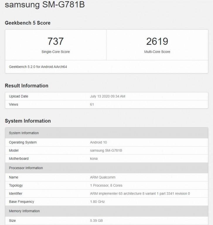 三星Galaxy S20 Lite已經(jīng)出現(xiàn)在Geekbench上
