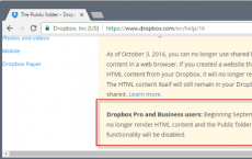 Dropbox为Pro客户禁用公用文件夹