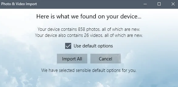 Windows 10照片和视频导入