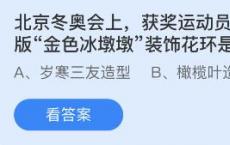 北京冬奥会上 获奖运动员获得的定制金冰墩装饰花环是什么？蚂蚁2.10答案