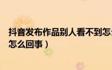 抖音发布作品别人看不到怎么办（抖音发布作品别人看不到怎么回事）
