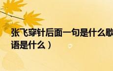 张飞穿针后面一句是什么歇后语?（张飞穿针下一句的歇后语是什么）