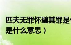 匹夫无罪怀璧其罪是什么（匹夫无罪怀璧其罪是什么意思）