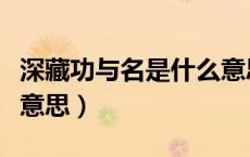 深藏功与名是什么意思啊（深藏功与名是什么意思）