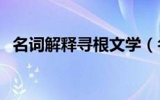 名词解释寻根文学（名词解释寻根小说等）
