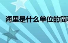 海里是什么单位的简称（海里是什么单位）