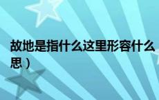 故地是指什么这里形容什么（故地的意思 怎么理解故地的意思）