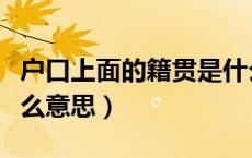 户口上面的籍贯是什么意思（户口的贯籍是什么意思）