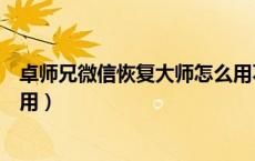 卓师兄微信恢复大师怎么用不了（卓师兄微信恢复大师怎么用）