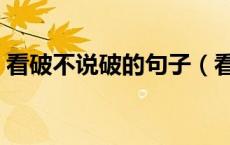 看破不说破的句子（看破不说破的句子段子）