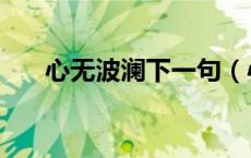 心无波澜下一句（心无波澜什么意思）