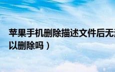 苹果手机删除描述文件后无法安装（苹安装描述性文件后可以删除吗）
