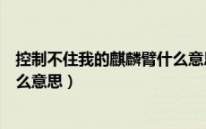 控制不住我的麒麟臂什么意思（我的麒麟臂又要发作了是什么意思）