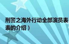 刑警之海外行动全部演员表（关于刑警之海外行动全部演员表的介绍）
