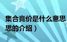 集合竞价是什么意思（关于集合竞价是什么意思的介绍）