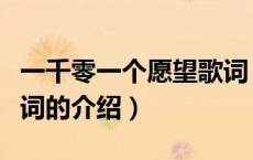 一千零一个愿望歌词（关于一千零一个愿望歌词的介绍）