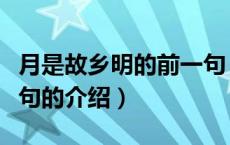 月是故乡明的前一句（关于月是故乡明的前一句的介绍）