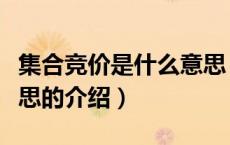 集合竞价是什么意思（关于集合竞价是什么意思的介绍）