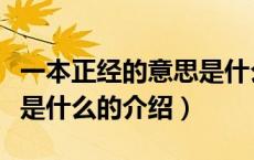一本正经的意思是什么（关于一本正经的意思是什么的介绍）