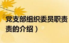 党支部组织委员职责（关于党支部组织委员职责的介绍）