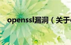 openssl漏洞（关于openssl漏洞的介绍）