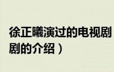 徐正曦演过的电视剧（关于徐正曦演过的电视剧的介绍）