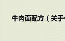 牛肉面配方（关于牛肉面配方的介绍）