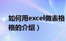 如何用excel做表格（关于如何用excel做表格的介绍）
