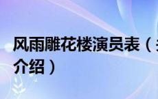 风雨雕花楼演员表（关于风雨雕花楼演员表的介绍）