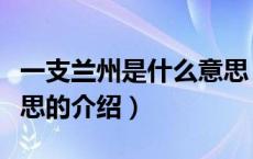 一支兰州是什么意思（关于一支兰州是什么意思的介绍）