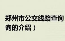 郑州市公交线路查询（关于郑州市公交线路查询的介绍）