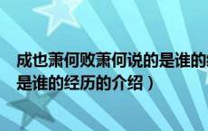 成也萧何败萧何说的是谁的经历（关于成也萧何败萧何说的是谁的经历的介绍）