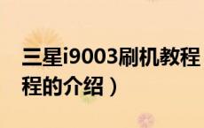 三星i9003刷机教程（关于三星i9003刷机教程的介绍）