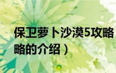 保卫萝卜沙漠5攻略（关于保卫萝卜沙漠5攻略的介绍）