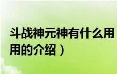 斗战神元神有什么用（关于斗战神元神有什么用的介绍）