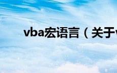 vba宏语言（关于vba宏语言的介绍）