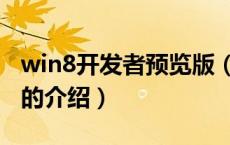 win8开发者预览版（关于win8开发者预览版的介绍）