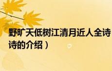 野旷天低树江清月近人全诗（关于野旷天低树江清月近人全诗的介绍）