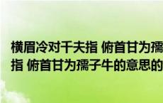 横眉冷对千夫指 俯首甘为孺子牛的意思（关于横眉冷对千夫指 俯首甘为孺子牛的意思的介绍）