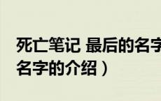死亡笔记 最后的名字（关于死亡笔记 最后的名字的介绍）