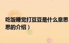 吃饭睡觉打豆豆是什么意思（关于吃饭睡觉打豆豆是什么意思的介绍）