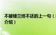 不破楼兰终不还的上一句（关于不破楼兰终不还的上一句的介绍）