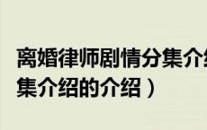 离婚律师剧情分集介绍（关于离婚律师剧情分集介绍的介绍）