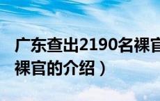 广东查出2190名裸官（关于广东查出2190名裸官的介绍）